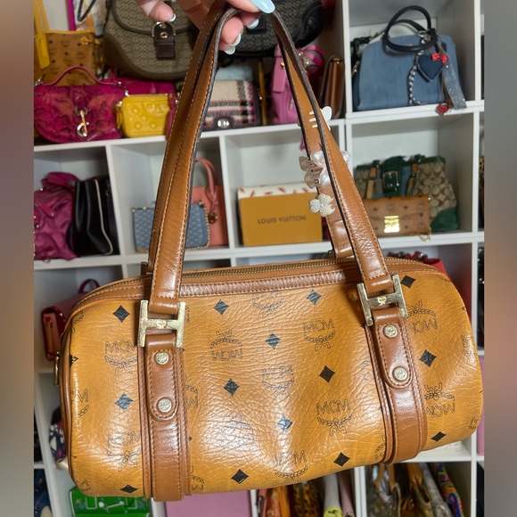 MCM Visetos Cognac Monogram Papillon Satchel - Picture 5 of 17